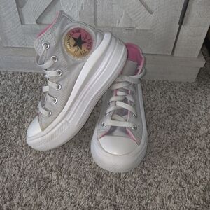 Converse All Star Move Gray And Pink Platform High Top Sneakers Size 13c